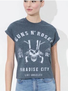 Alice + Olivia Charcoal Gray Guns N' Roses Paradise City Graphic Tee